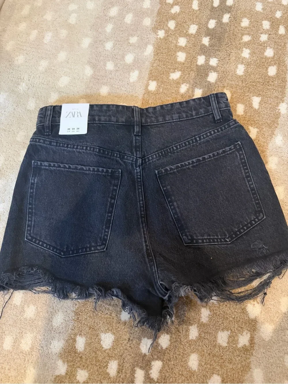 Zara black denim high-rise denim shorts